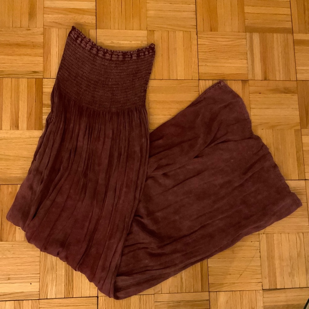 Chaser Brand Cool Jersey Smocked Strapless Maxi Dress With Pockets Long Flowy - Picture 2 of 8